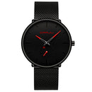 Relógio CRRJU Slim Black - Estilo Elegante com Design Ultra Fino, Movimento Quartzo